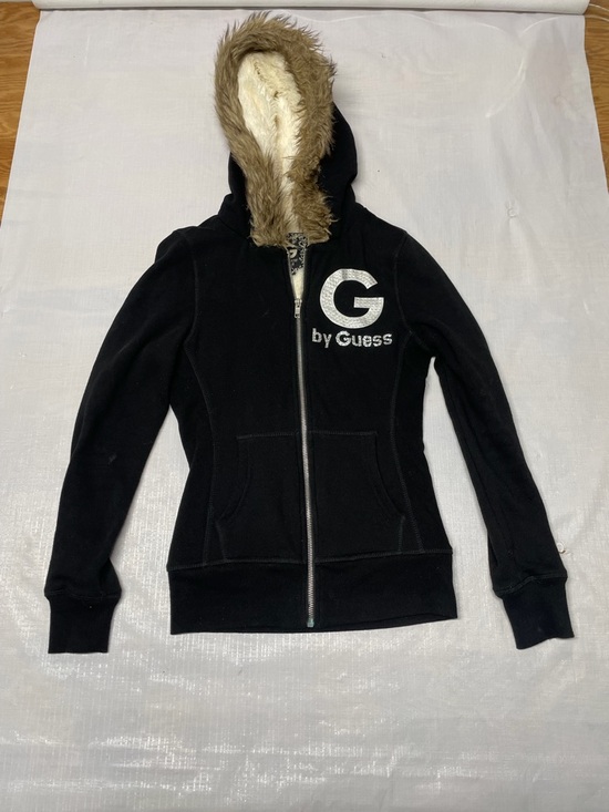 Guess Jackets & Blazers - Guess Black Zip-Up Hoodie with Faux Fur Trim